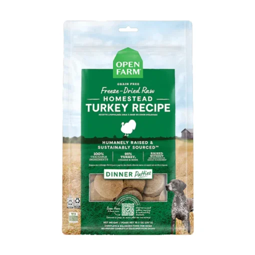Open Farm Freeze Dried Raw Homestead Turkey Patties Dry Dog Food 297G (expiry05/08/25)