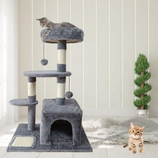 Cat Tree Tower 3 Layer With Sisal Scratching Post 60*40*85cm- BLUE