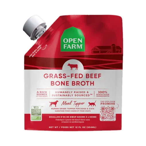 Open Farm Grass Fed Beef Bone Broth Meal Topper for Dogs & Cats 12OZ EXPIRY 2026