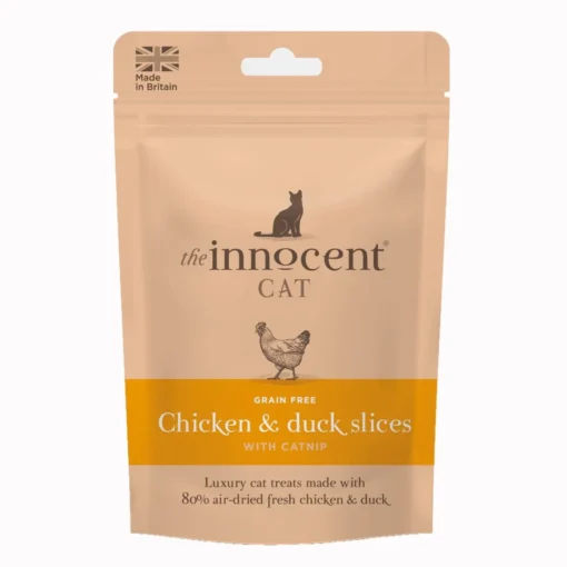 The Innocent Cat Chicken & Duck Slices with Catnip Grain-Free Cat Treats 70g Expiry August 2025