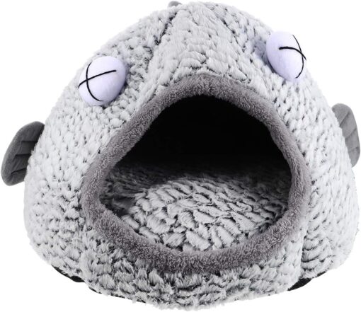 Soft Fish Shape Plush Cat Sleeping Bed (50x45 cm)