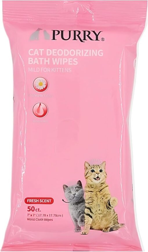 Purry Cat Wipes With Fresh Scent – 50 CT