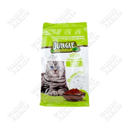 JUNGLE ADULT CAT FOOD WITH CHICKEN & FISH 500GM EXPIRY 08/2025