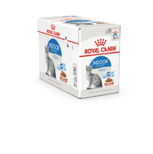ROYAL CANIN FELINE HEALTH NUTRITION INDOOR STERILISED GRAVY WET CAT FOOD POUCH, 85G x 12 Expiry 05-2026