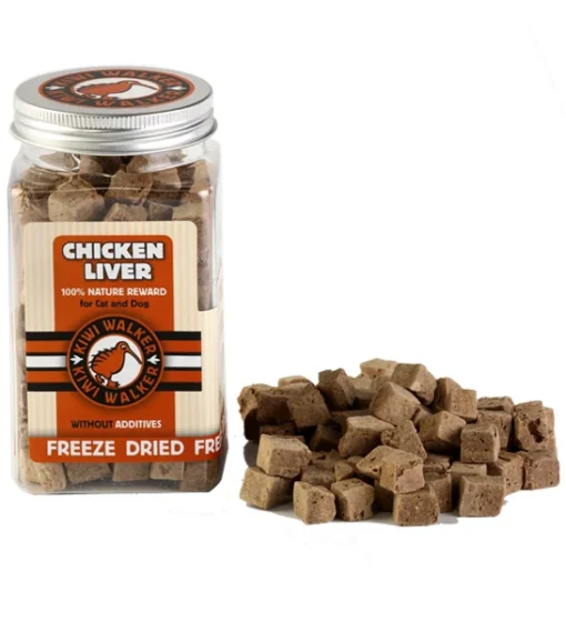 KIWI WALKER Freeze Dried Grain Free Snack Chicken Liver Cubes Dog & Cat Treats 115G