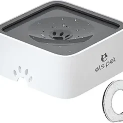 ELS PET No Spill Slow Water Feeder - Large Capacity 70oz/2L Travel Bowl for Dogs & Cats