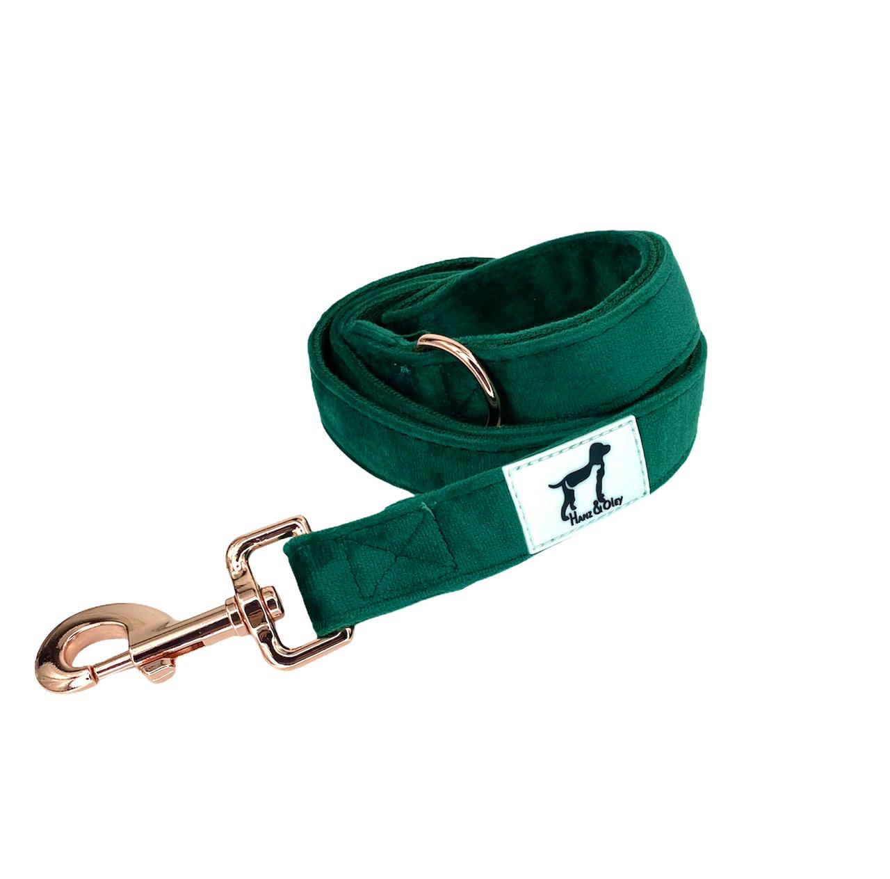 Hanz and Oley-Velvet Leash-Bottle Green